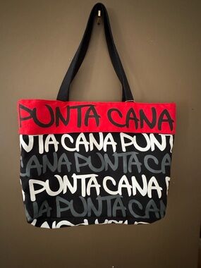Red & Black Punta Cana Graphic Tote Bag